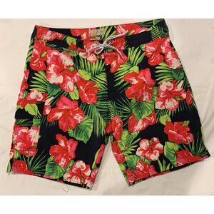 J. Crew Men's 9" Eco Board Shorts Size 34 NEW Hibiscus Tropical Vacation Liner